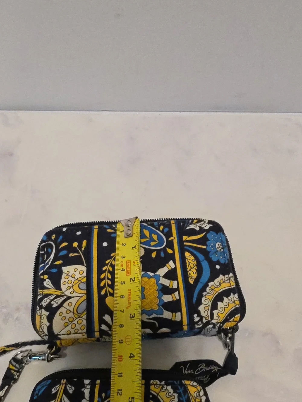 Vera Bradley Quilted Floral Zip Wristlet Wallet - Navy, Yellow & White Set Of 2 - Picture 6 of 9